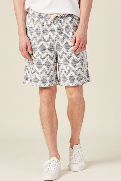 Bermuda droit taille nouée bleu foncé homme