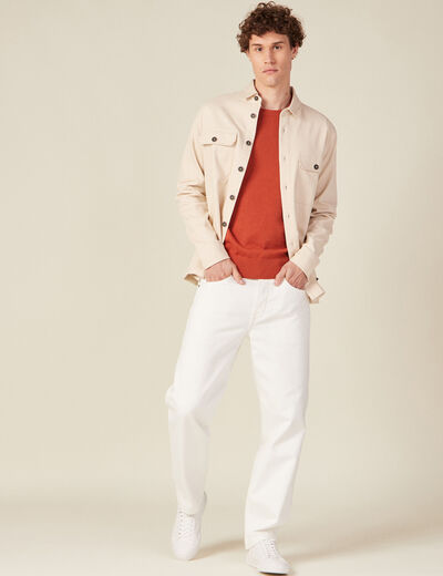 Surchemise manches longues beige homme
