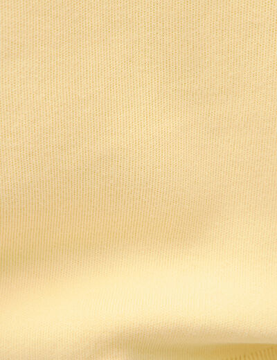 Gilet manches longues col rond en coton jaune clair femme