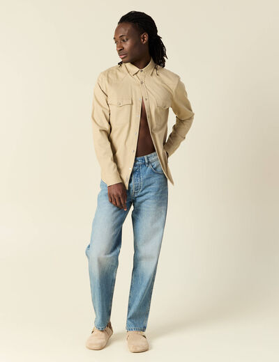 Chemise manches longues beige homme