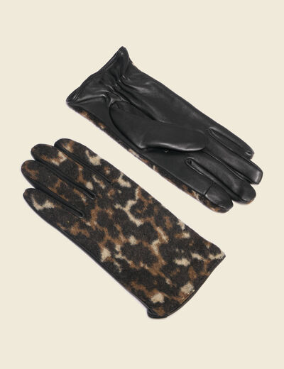 Gants en cuir avec doublure noir femme