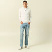 Pull fin col camionneur manches longues ecru homme