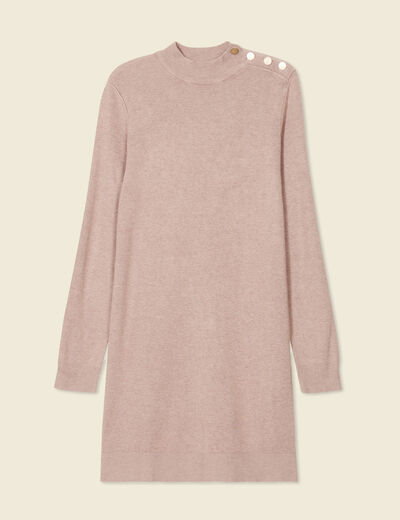 Robe pull droite col montant taupe femme