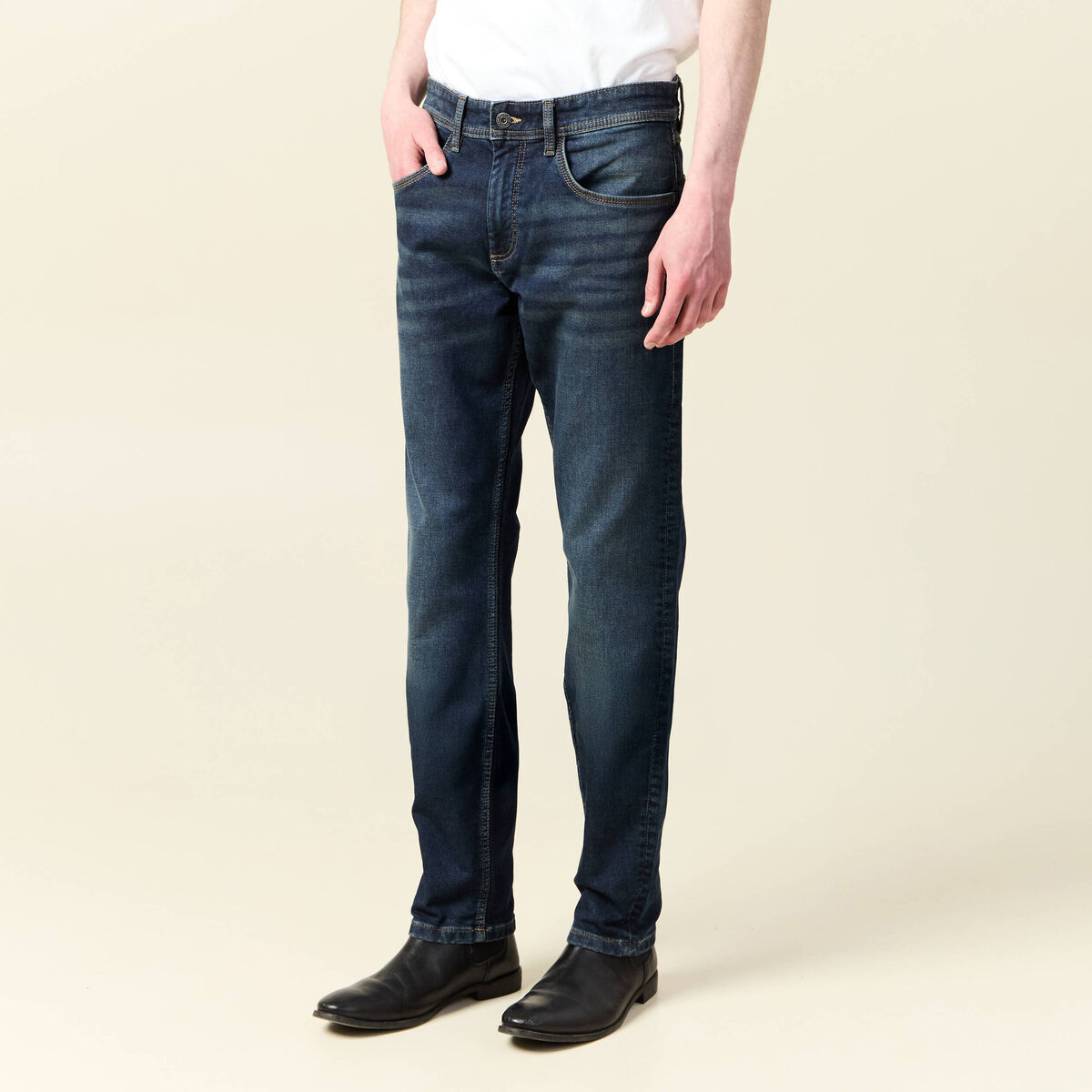 Jeans straight longueur 34 denim denim dirty homme