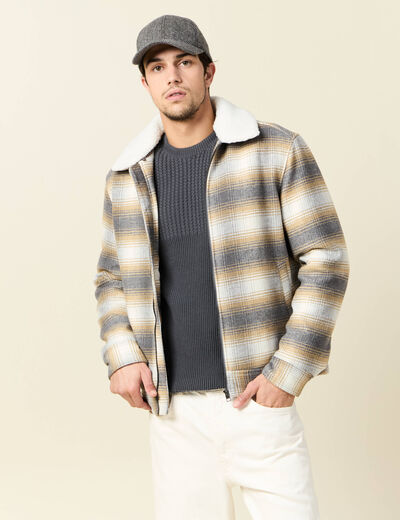 Blouson zippé col aviateur gris foncé homme