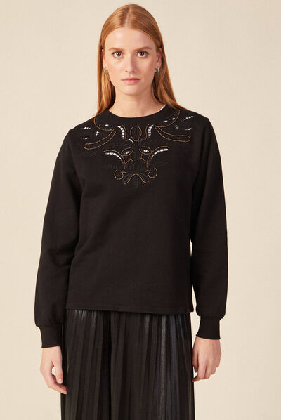 Sweat manches longues noir femme
