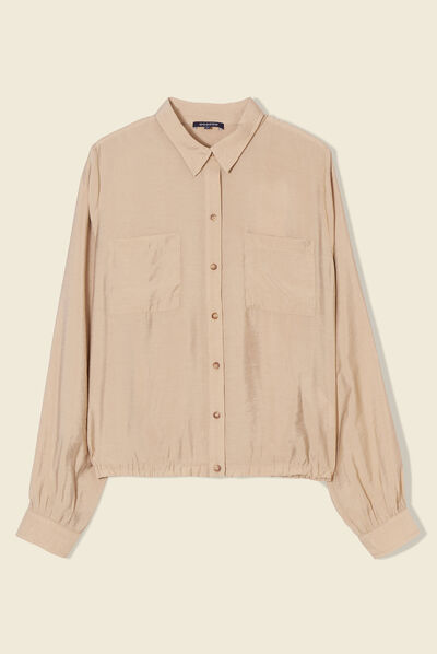 Chemise manches longues beige femme