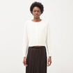 Gilet droit manches longues col rond ecru femme