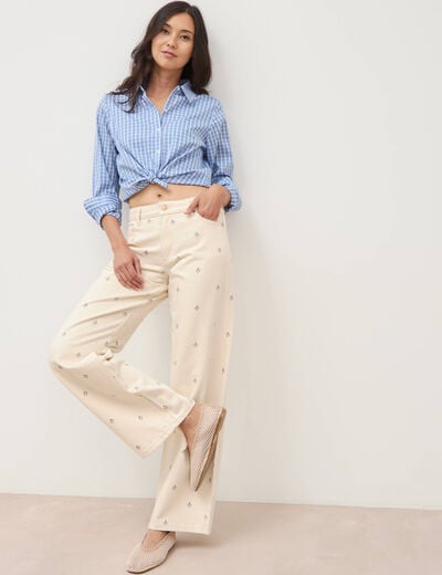 Jeans wide leg taille standard blanc femme