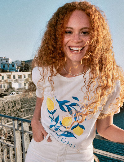 T-shirt manches courtes blanc femme