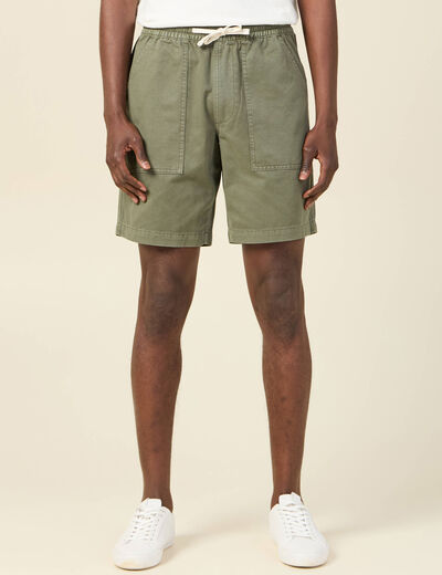Bermuda droit à coulisse vert kaki homme