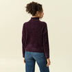Pull col roul&eacute; manches longues prune femme