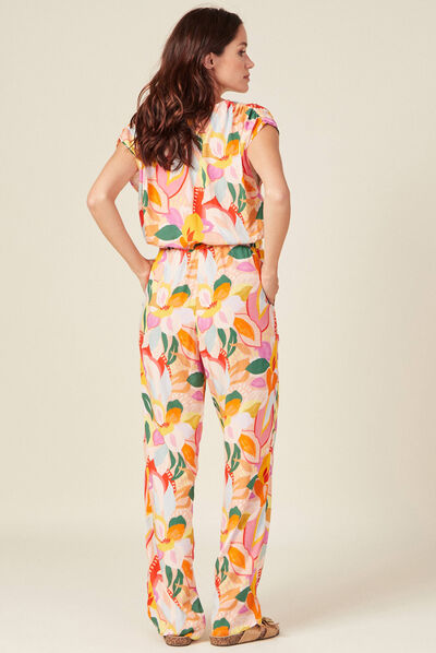 Combinaison pantalon ceinturée multicolore femme