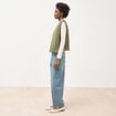 Gilet droit sans manches col rond vert kaki femme