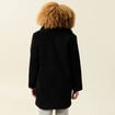 Manteau long laine mouton noir femme