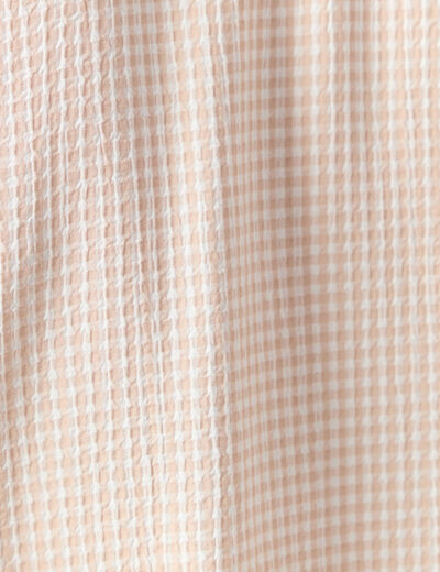 Blouse manches courtes nouée marron clair femme