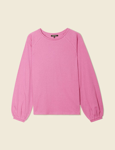 T-shirt manches longues rose framboise femme