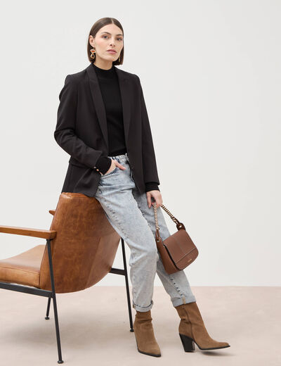 Jeans girlfriend 5 poches denim snow bleu femme