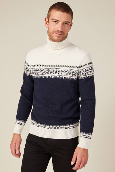 Pull manches longues vert kaki homme