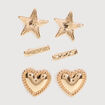 Lot de 3 boucles d'oreilles couleur or femme