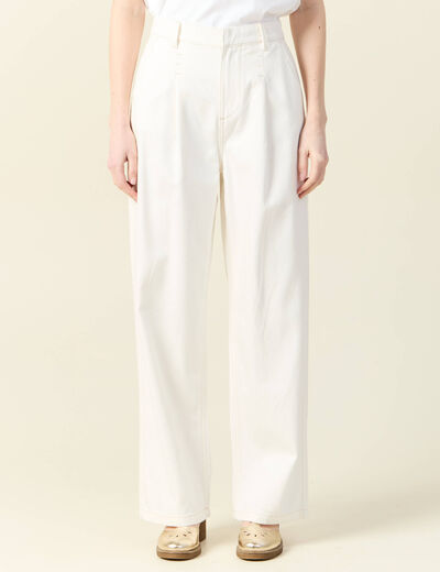 Jeans large à pinces denim blanc femme