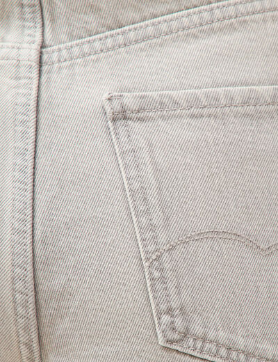 Bermuda large taille haute en coton denim gris clair femme