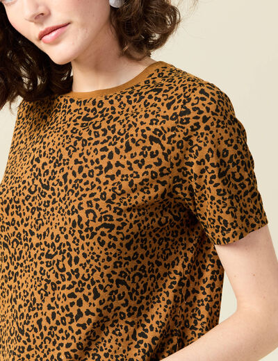 T-shirt manches courtes marron femme