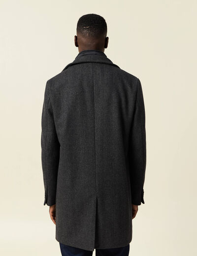 Manteau ajusté boutonné gris foncé homme