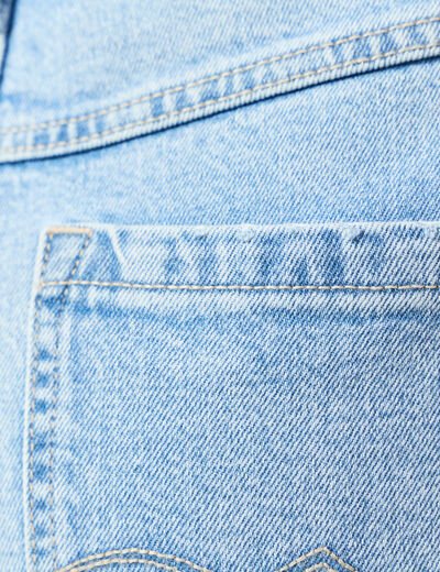 Jupe-short droite en jean denim bleach femme