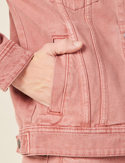 Veste droite boutonné en jean rose homme