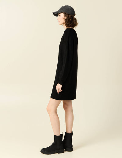 Robe pull droite sequins noir femme