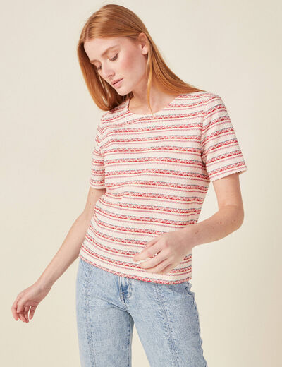 T-shirt manches courtes rouge foncé femme