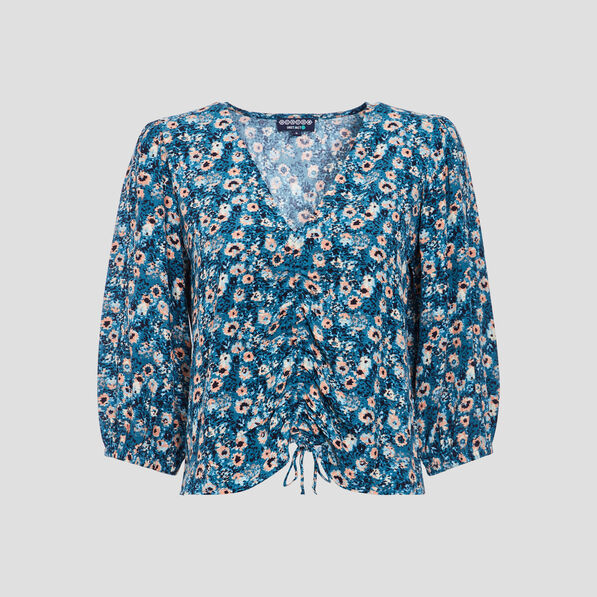 Blouse éco-responsable bleu canard femme
