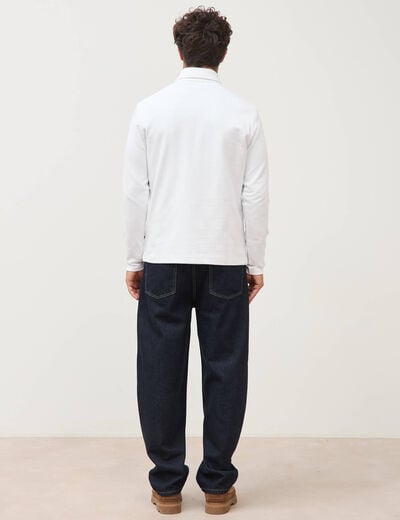 Polo droit manches longues blanc homme