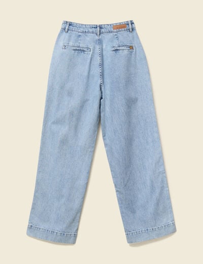 Jeans large denim bleach femme