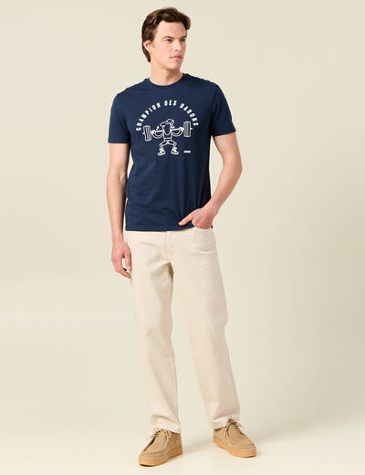 T-shirt manches courtes bleu marine homme