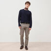 Pull col rond manches longues bleu marine homme