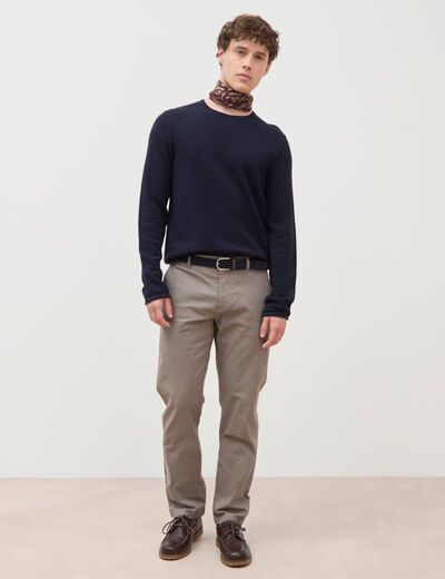 Pull col rond manches longues bleu marine homme