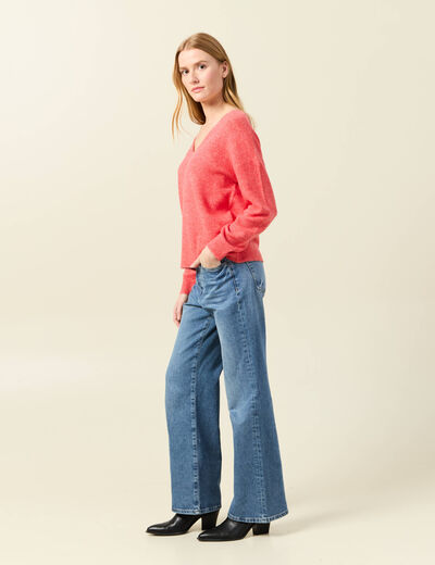 Pull manches longues orange femme