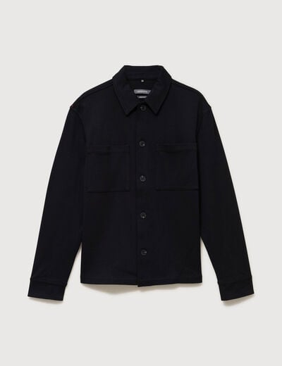 Surchemise manches longues col am&eacute;ricain noir homme