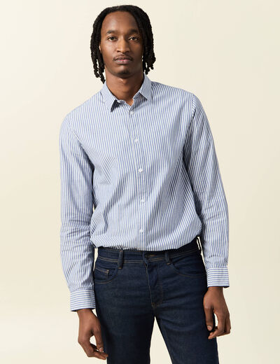 Chemise manches longues bleu marine homme
