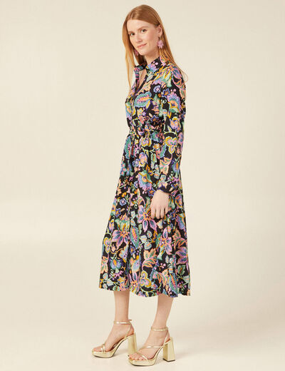 Robe midi droite multicolore femme