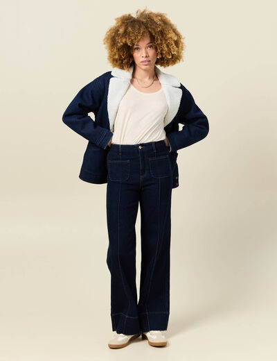 Manteau en jean doublé denim stone femme