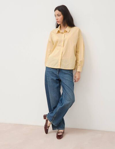 Chemise ample manches longues jaune citron femme