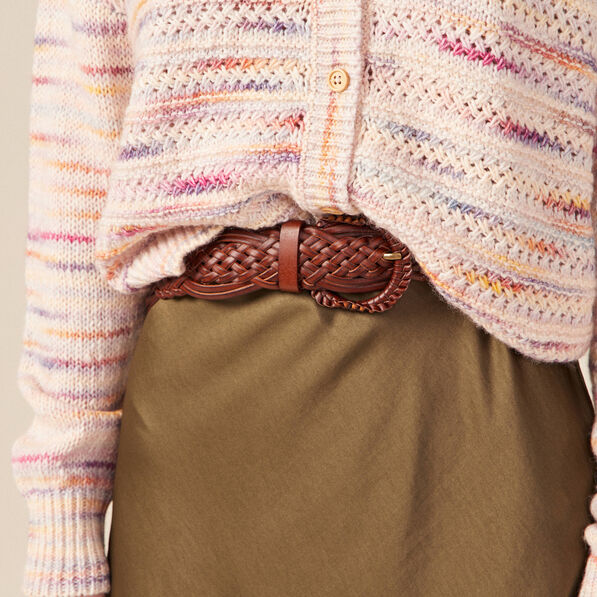 Ceinture tressée marron femme