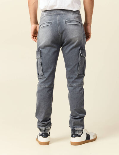 Jeans jogger battle denim gris homme
