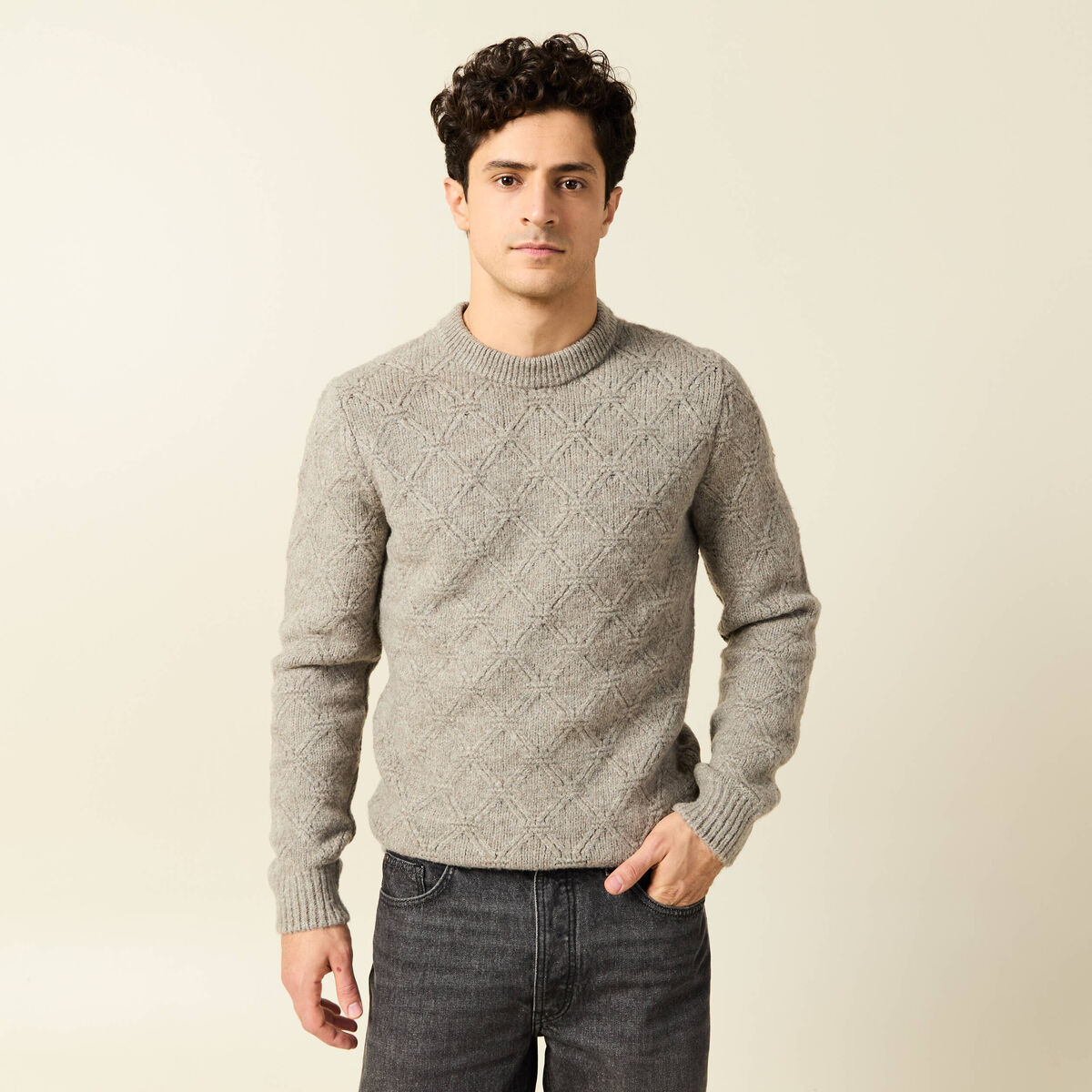 Pull manches longues gris homme