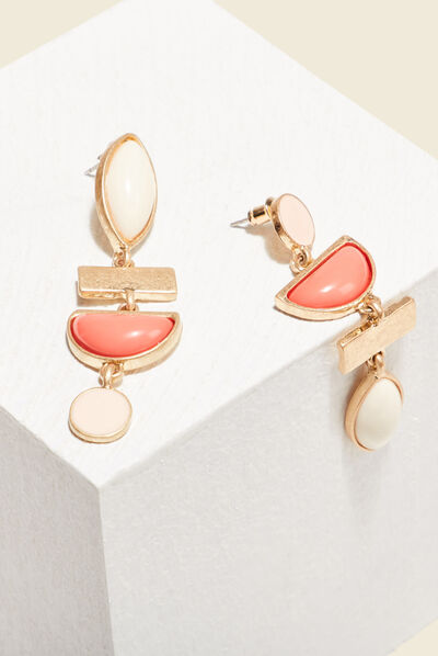 Boucles d'oreilles pendantes rose saumon femme