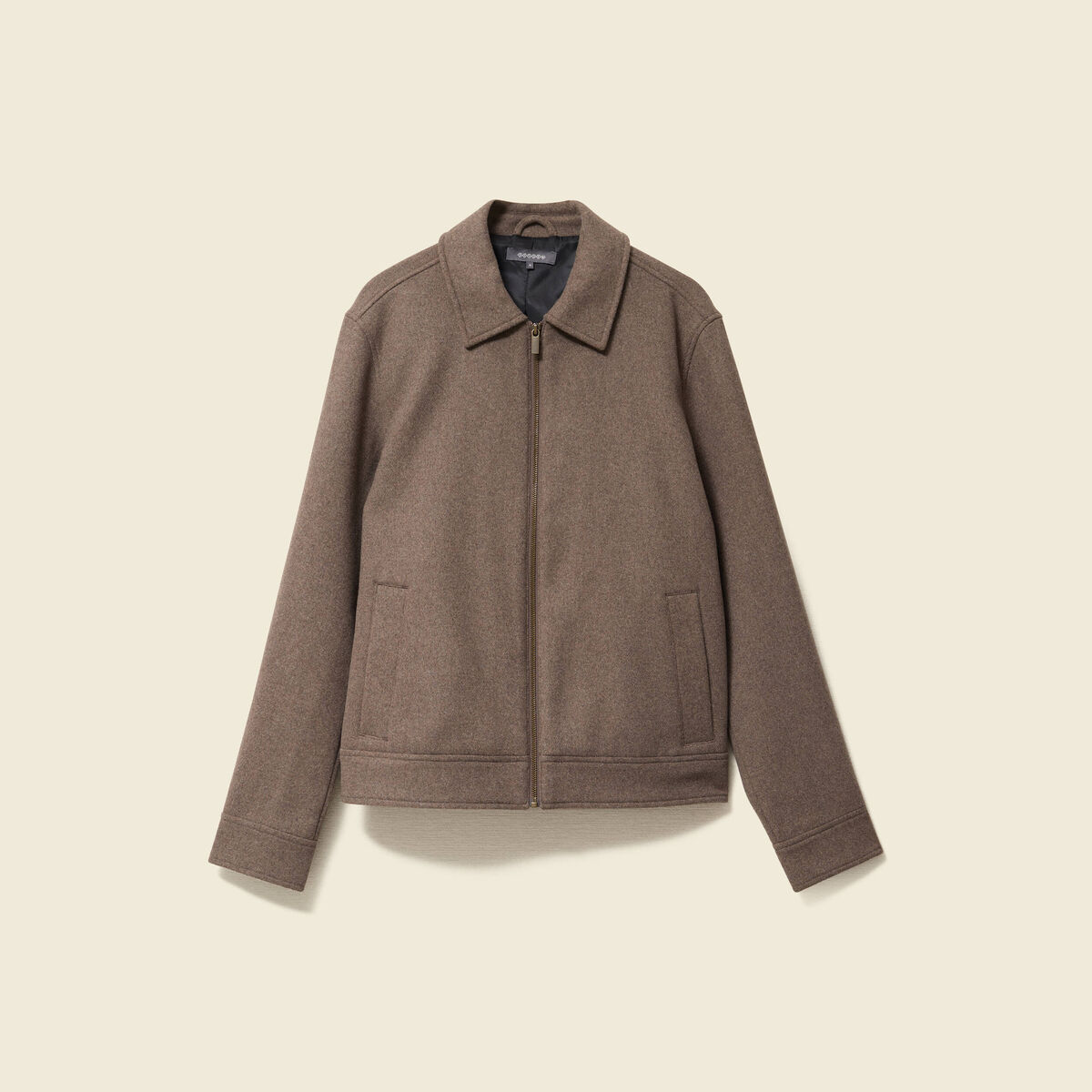 Veste oversize courte col classique taupe homme