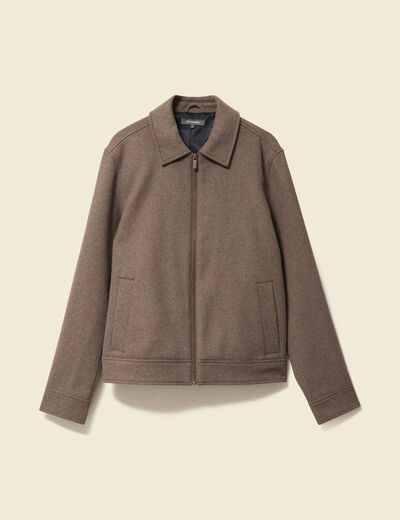 Veste oversize courte col classique taupe homme